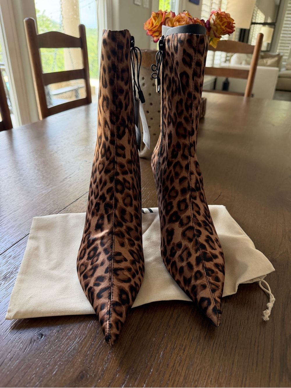 Zara Leopard Print Pointed Toe Ankle Boots - Women